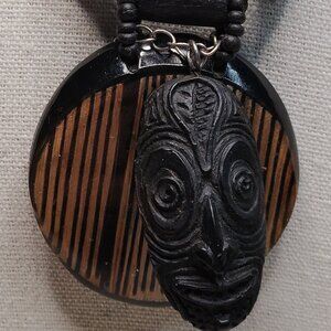 Artisan Carved Mask Pendant Necklace